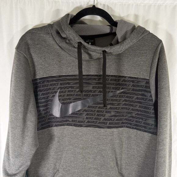 Nike Hoodie Men's Small Grey Dri Fit Fleece Lined Hooded Long Sleeve Pockets - Picture 2 of 11